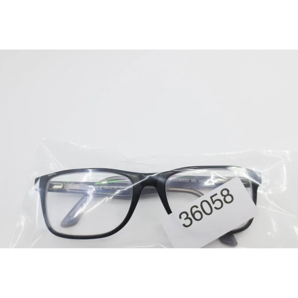 Puma PU0108OCOS 001 Black Grey Rectangular Eyeglasses Frames 55-18-140 Mens